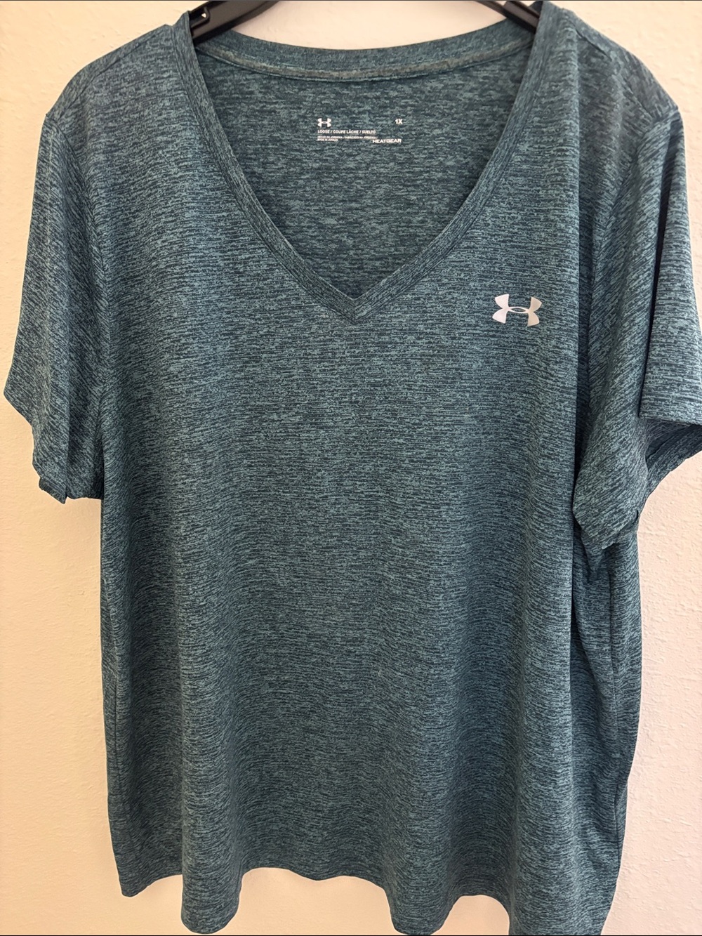Under Armour Teal Heather V-Neck Performance Shirt